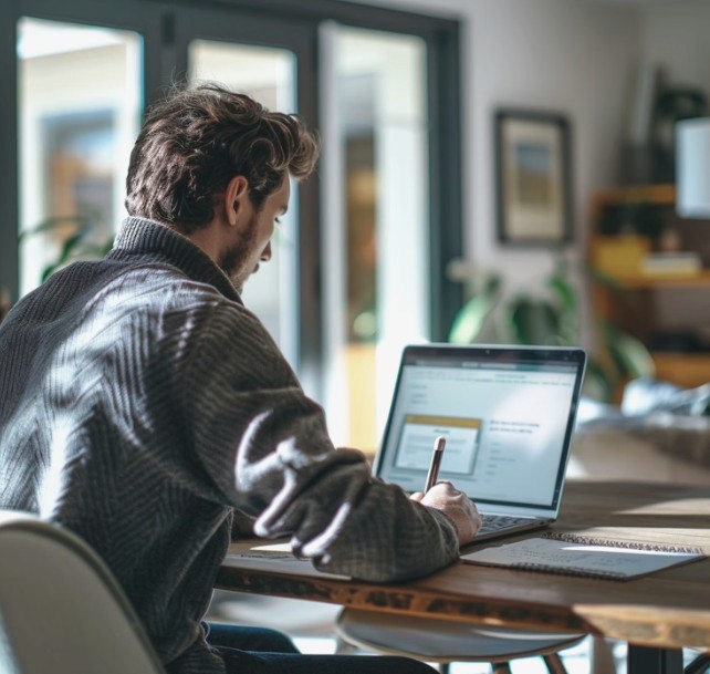 A founder reviewing a product page on a laptop